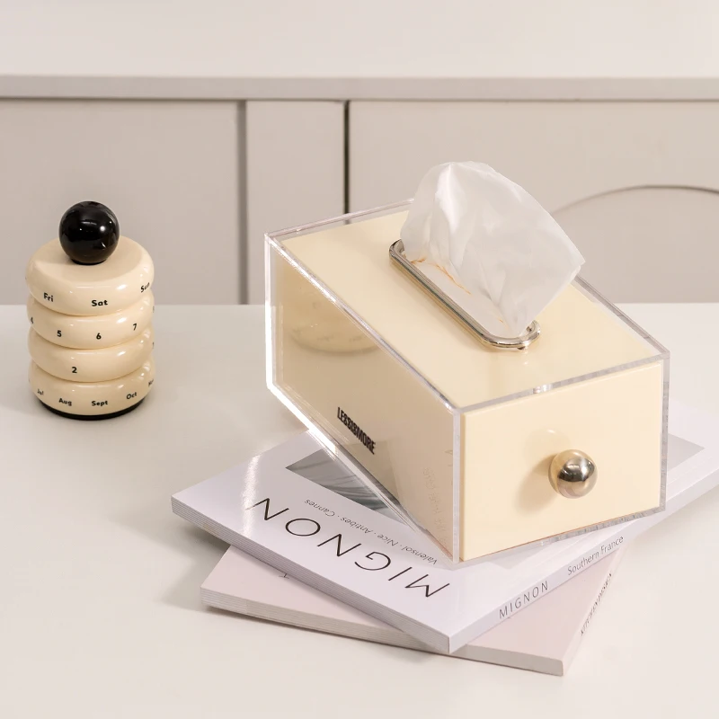【EpeiusHome】 Acrylic Tissue Box Home Light Luxury Nordic Simple Coffee Table Extraction Box Storage Box 4