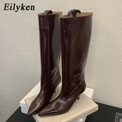 Eilyken Winter Chic Knee - High Pointed Toe Boots - Elegant Low Heel Casual Ladies Shoes - 38 (Red)