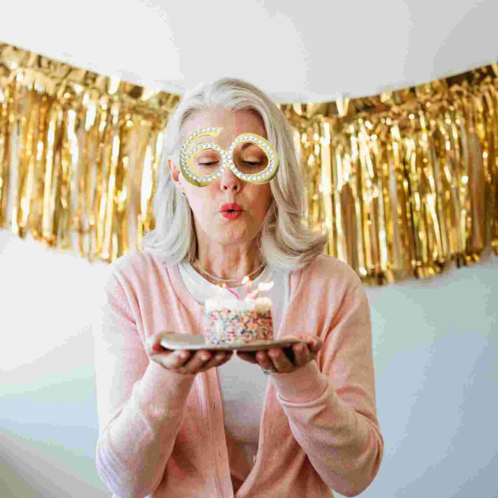 골든 넘버 크리스탈 프레임 안경, 라인석 코스튬 선글라스, 노벨티 안경, 60 번째 생일
