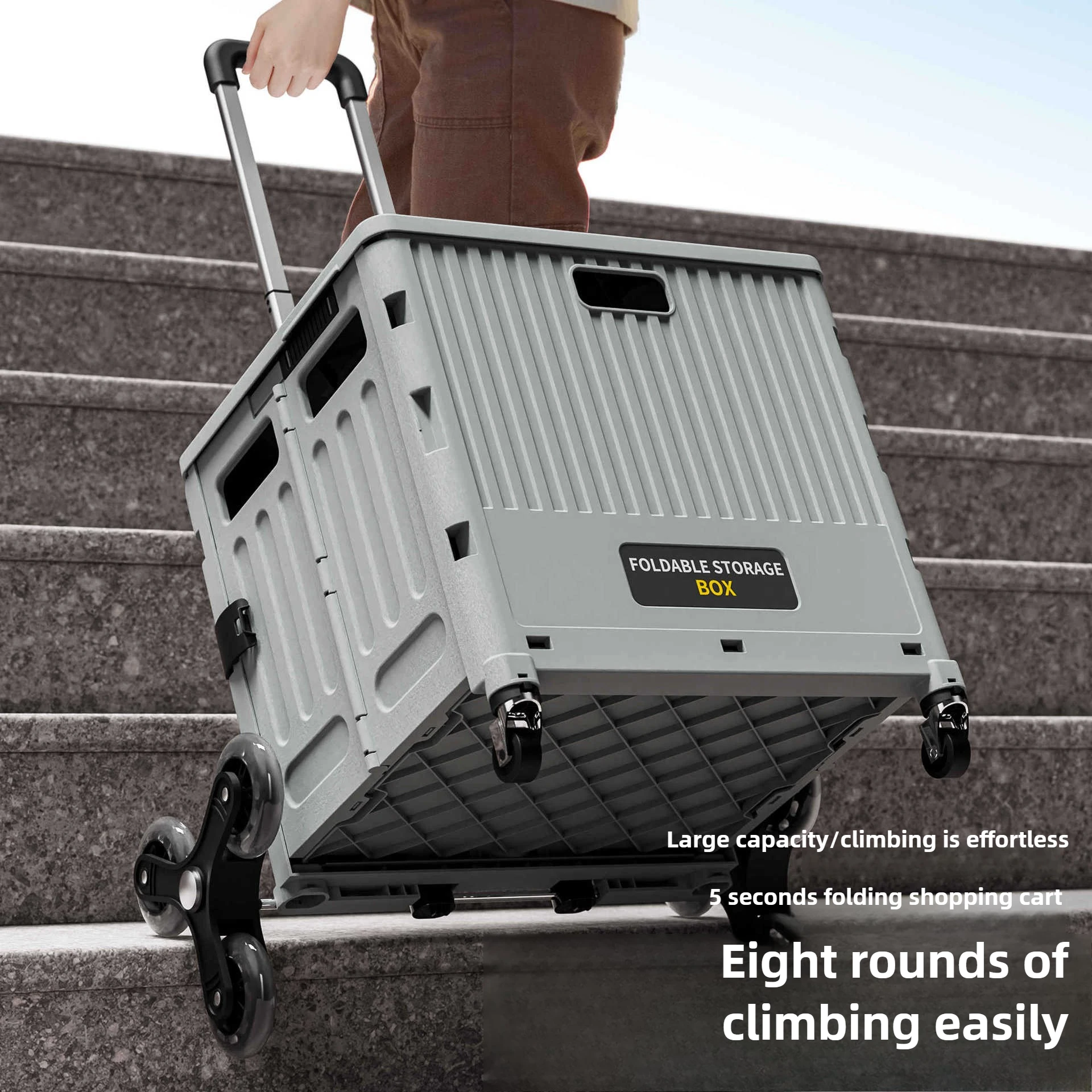 Household multi-functional shopping trolley, portable folding shopping trolley, trailer, camping, large-capacity storage box