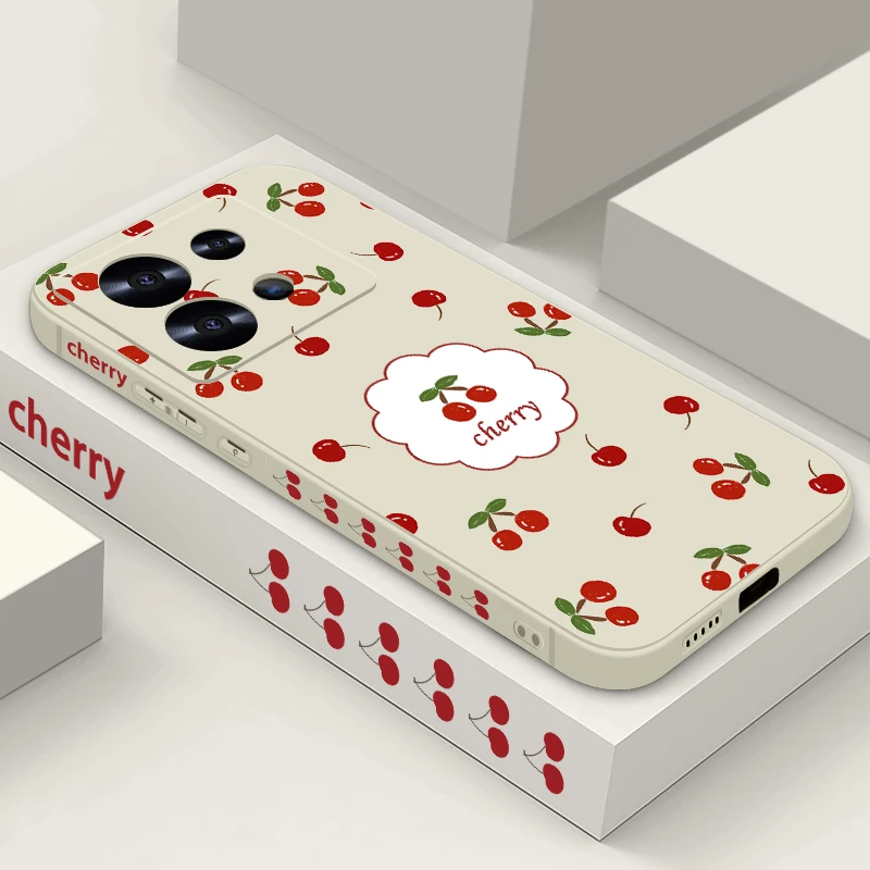 Cherry Fruit Shockproof Silicone Lanyard Phone Case Cover