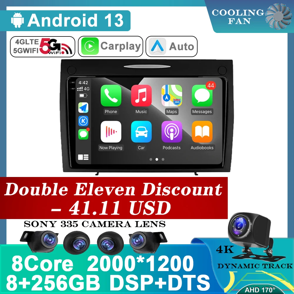 

For Mercedes Benz SLK Class R171 SLK200 SLK280 SLK300 2000 - 2011 Android 13 Car Radio GPS Navigation Multimedia Player 2Din DVD