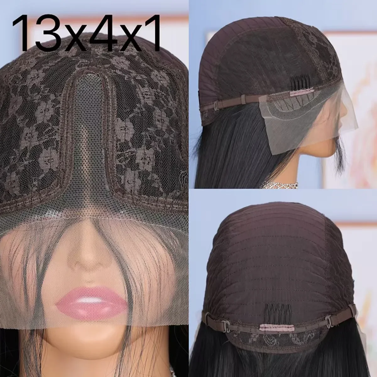 Parrucca Sintetica con Frontale in Pizzo 13X4X1 per Donne, Capelli Lisci e Morbidi, Linea dei Capelli Naturale, Baby Hair, Nodi Decolorati, Cosplay, Senza Colla - immagine 6