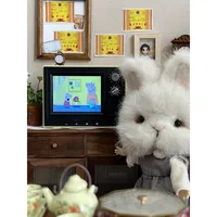 Retro Mini TV  Can Be Played Cartoon Toy Dollhouse Scene Model Miniature Television Model Toys Kitchen Furniture Playable Video 1