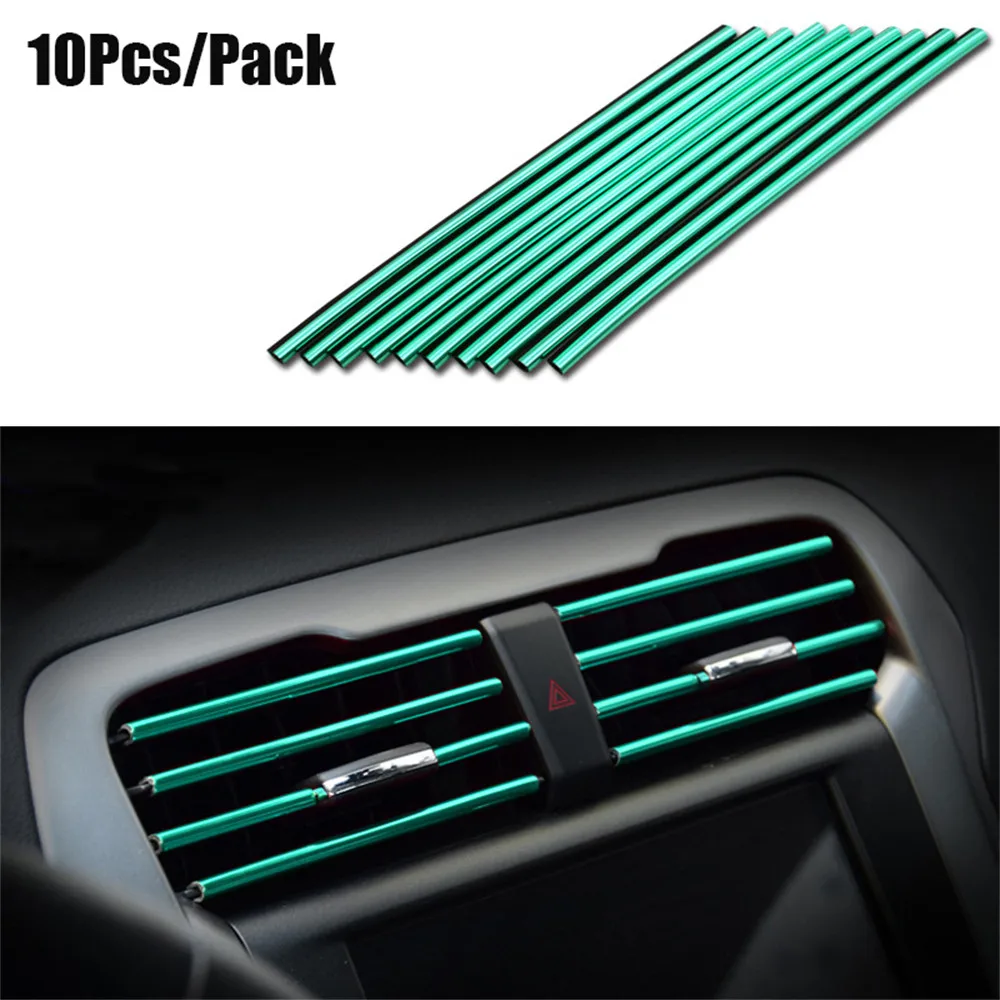 

10Pcs Car Interior Air Conditioner Outlet Decoration Stripes Red/Blue/Silver/Green Colors 20cm / Strip Cover Accessories