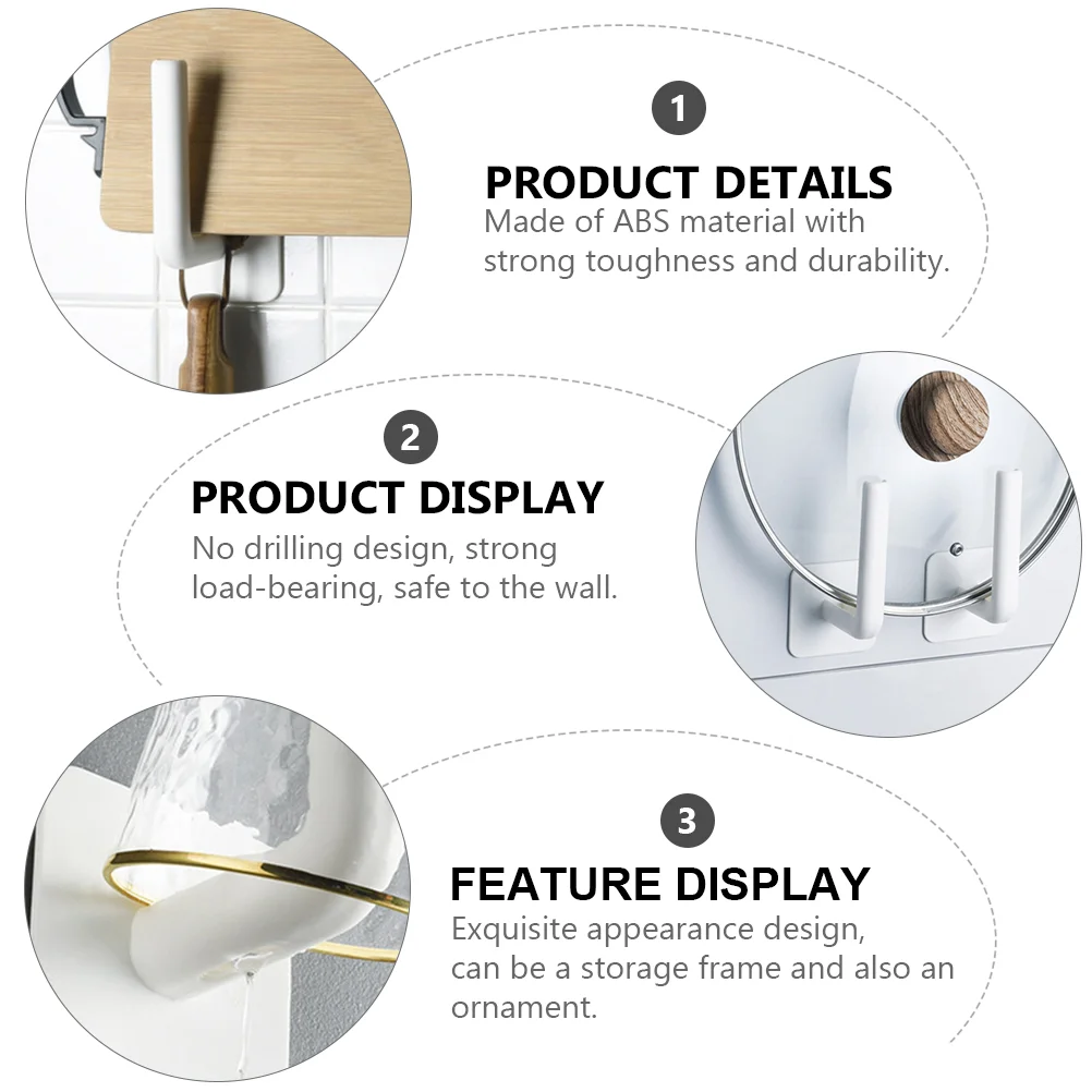 Wall Hooks Kitchen Mount Holder: White Heavy Duty Hangers Storage Rack Bathroom Towel Hanger Home Mounted Paper Rod Organizer