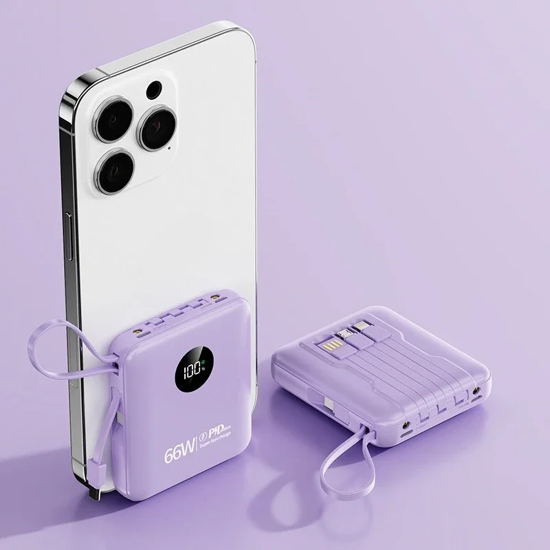 66W Super Fast Charging with Its Own Cable Power Bank 20000mAh Large Capacity and Small Mobile Power Supply 4