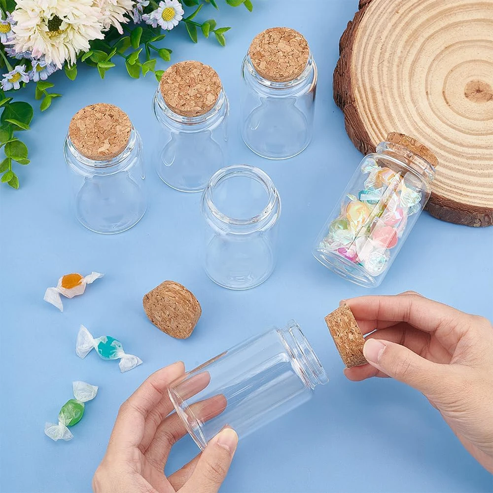 100ml Mini Glass Bottles with Cork Stoppers, Wish Message Bottles for Wedding Party Supplies, DIY Craft, Baby Shower Favors 6