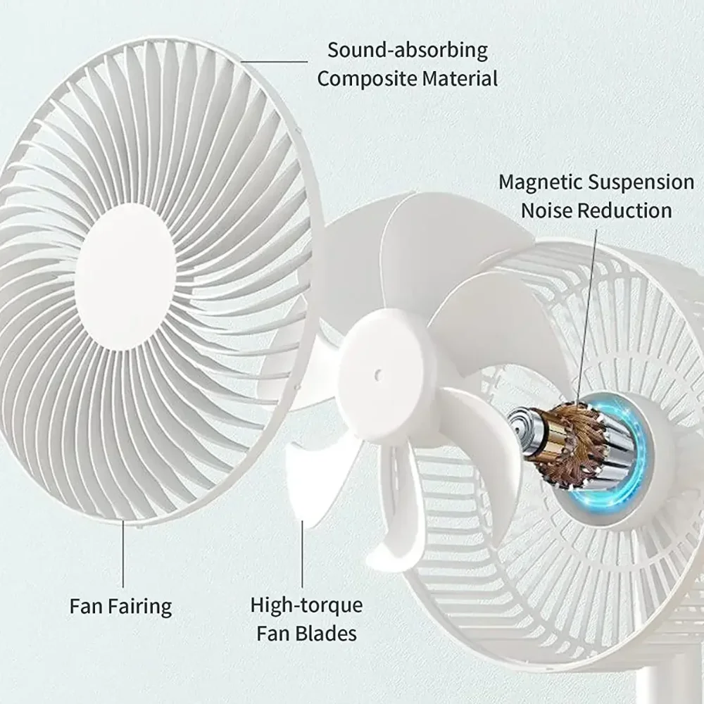 Adjustable USB Foldable Fan 3 Speeds Timing Battery Operated for Bedroom Indoor Outdoor Table