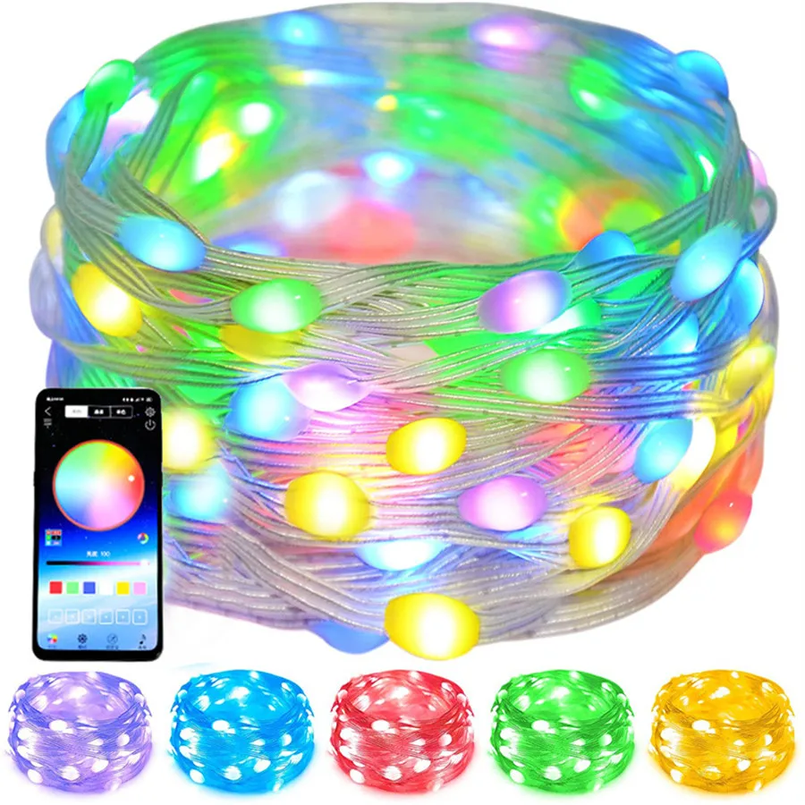 

Upgraded 20M 200LEDs Smart BT RGB Fairy Lights USB Remote Christmas Tree Garland String Lights for Holiday Party New Year Decor