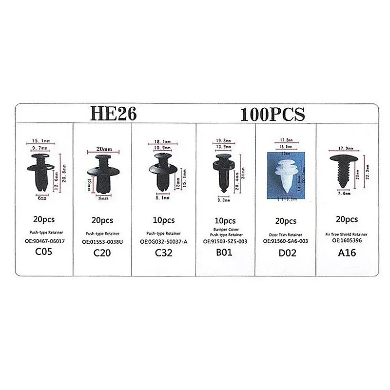ABS Car Body Fastener Clip Kit for Door Trim Panel