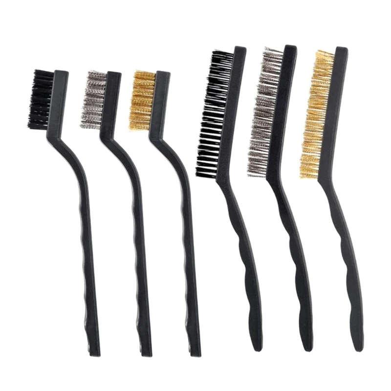 

Mini Wire Brushes Stainless Steel Brass Nylon Brush Curved Handle Scratch Brush 896B