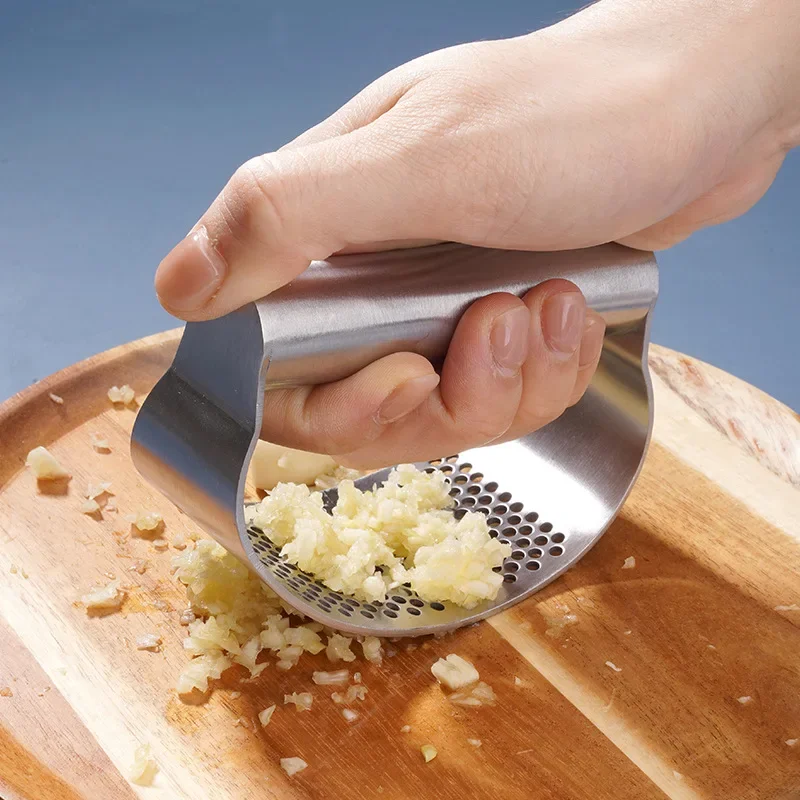 Stainless Steel Manual Garlic Press Ginger Crusher Squeezer Masher Multi-Function Handheld Grinding Slicer Kitchen Accessories