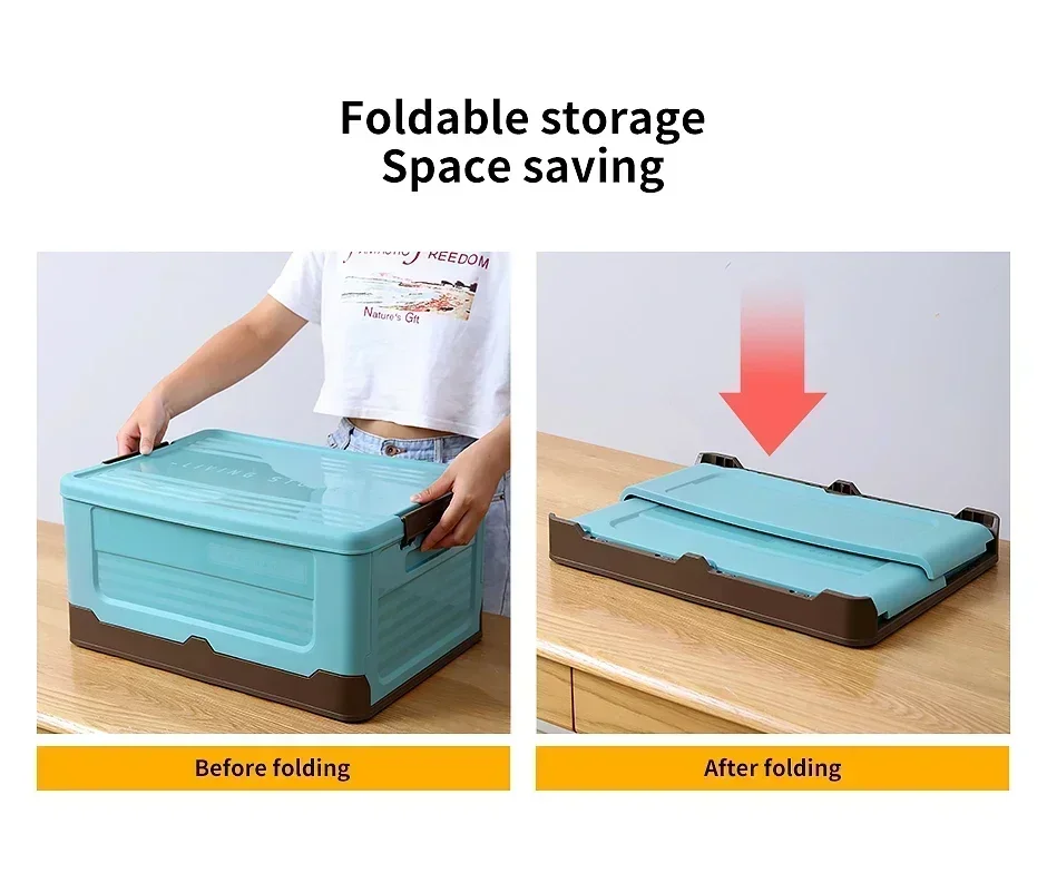 Folding Storage Box Multifunction Foldable Organizer Container Plastic Sundries Storages Supplies Organizer Box with Lid 1 PCS