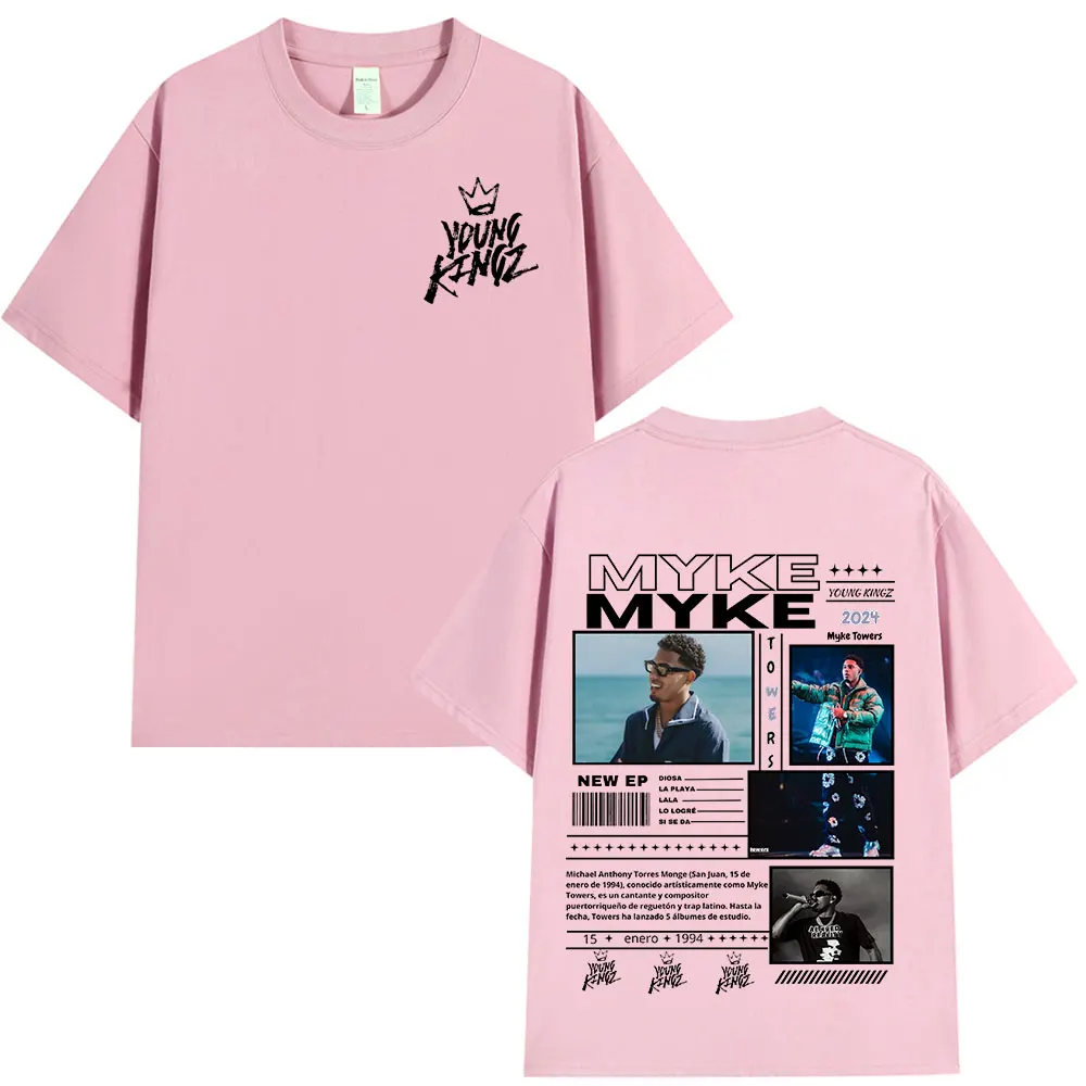 Rapper Myke Towers Graphic Print T-shirts Men Women Fashion Hip Hop Oversized O-Neck T Shirt Comfort Cotton Short Sleeve T-shirt 5