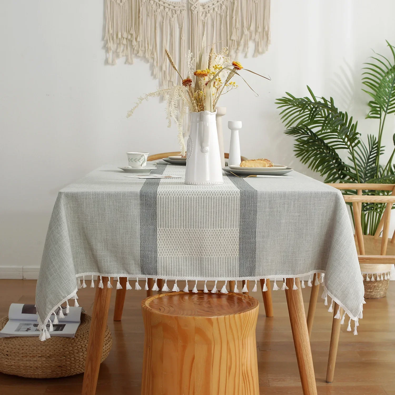 

Простое искусственное украшение для дома из хлопка и льна, прямоугольное искусственное украшение для ресторана, банкета