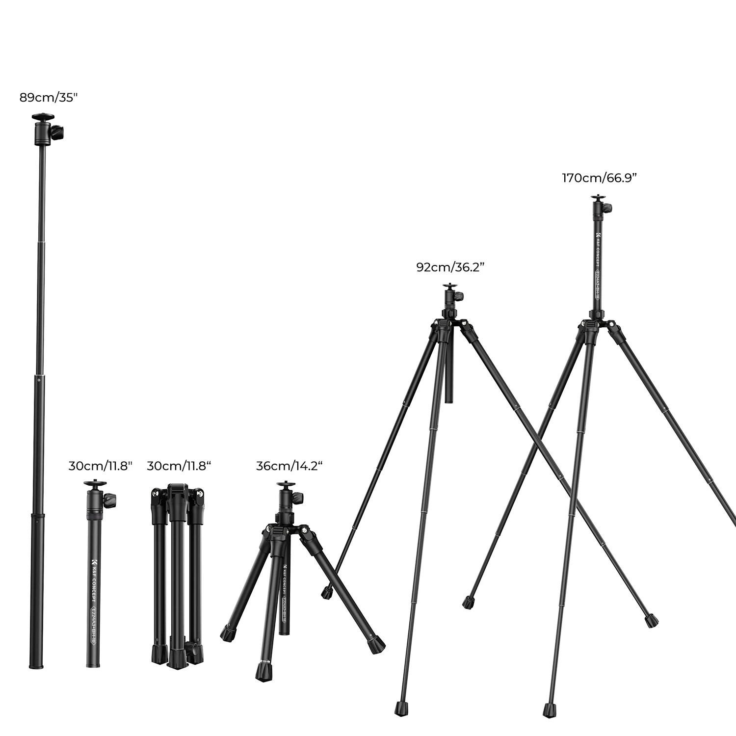 K&F Concept Phone Tripod 170cm 67in Aluminum Mini Portable Video Camera Tripod with Ball Head for DSLR IPhone Holder Clip Stands