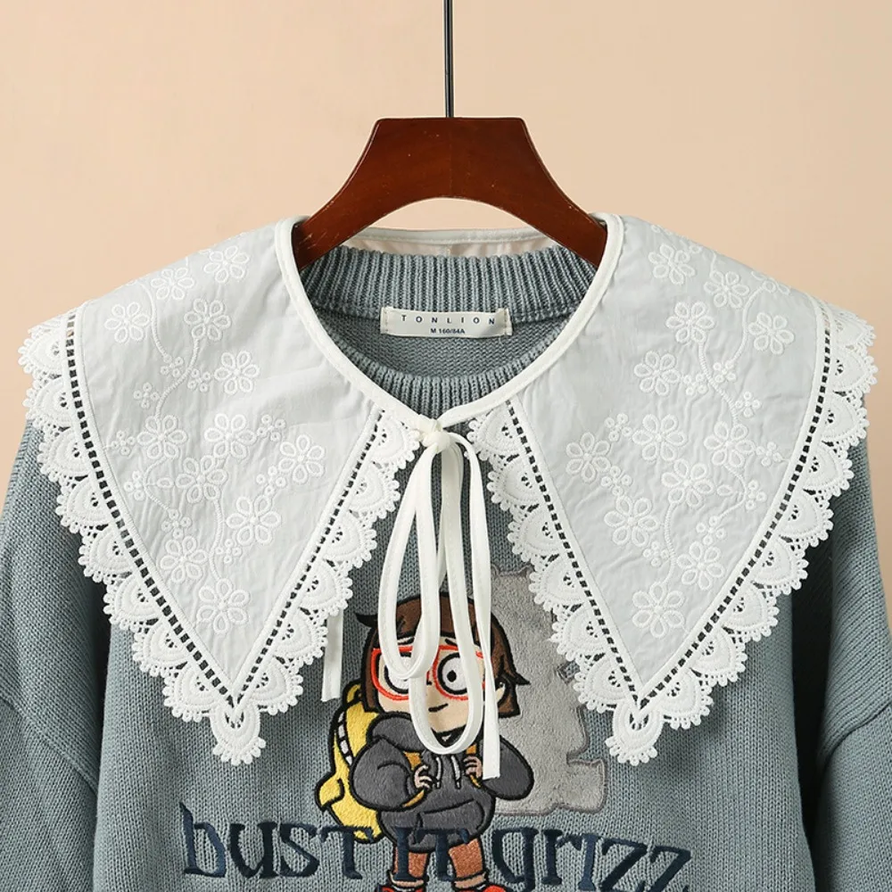 

Lace Ruffled Trim Shawl Wrap Double Layer Ruffles Shoulder Wrap Japanese Style Doll Fake Collar Women|Lapel Blouse