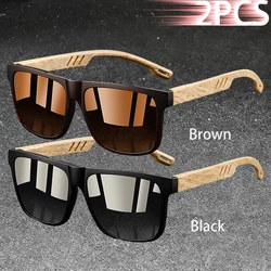 Vintage Square Frame Sunglasses - Unisex Luxury Designer UV400 Eyewear (Black - Brown)