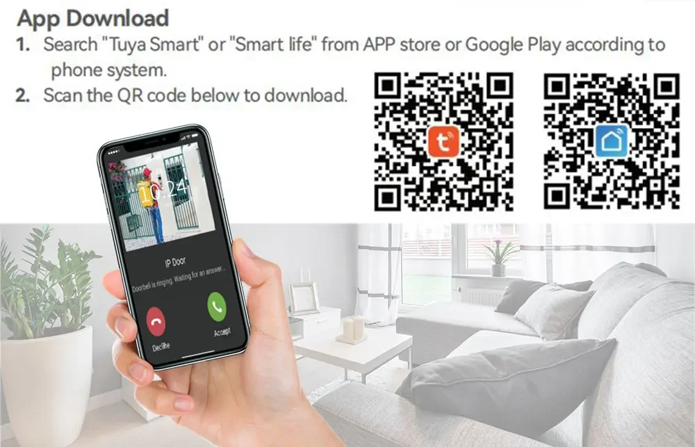 ANJIELO Metal Doorbell Video Intercom System for Home Tuya Smart Video Doorhpone