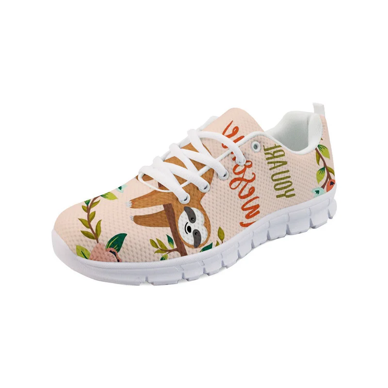 New Women's Flats Shoes Sloth Design Students Fashion Sneakers Spring Summer Breathable Walking Shoes Large Size Scarpe Donna