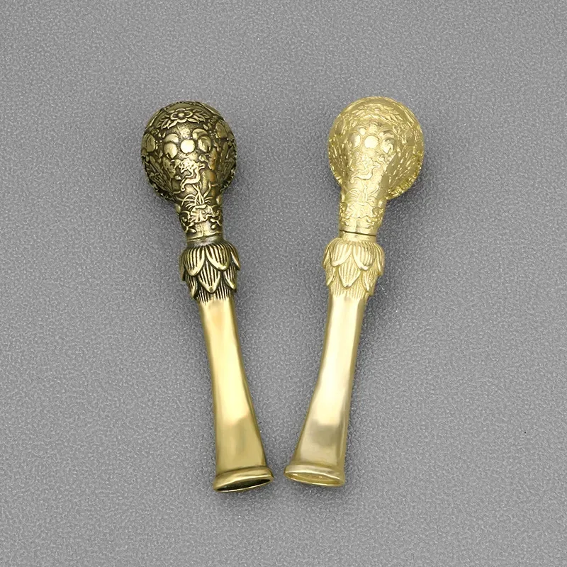 Tobacco Pipe Herb Smoking Pipe Smoking Pipe Handicraft Pipe Antique Hand-carved Carp Brass Copper Cigarette Holder Figurines Miniatures Ornaments Creative Home Decoration