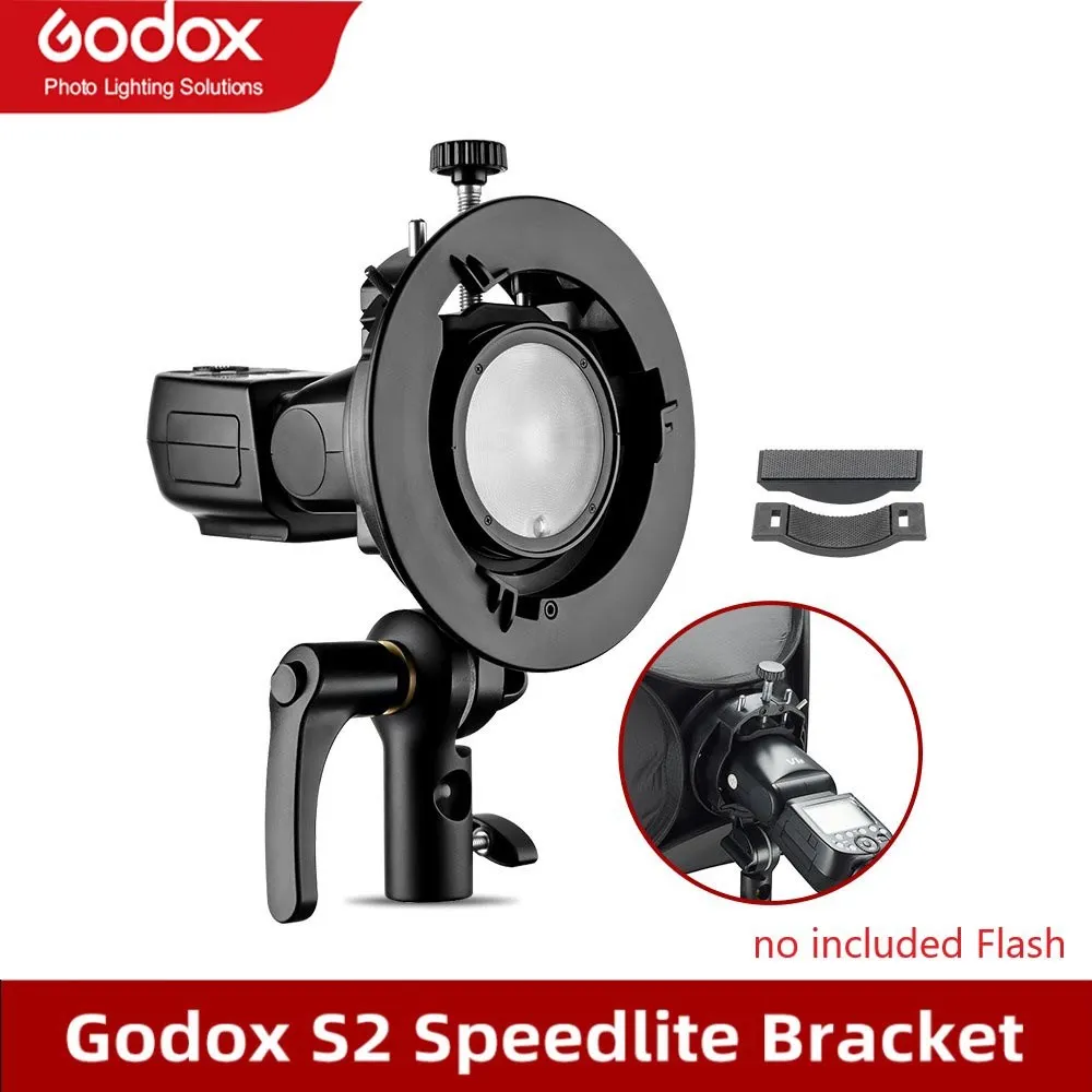 Flash Holder Original Godox S2 Bowens Mount Flash S-type Holder Bracket for Godox V1 V860II AD200 AD400PRO Speedlite Flash Snoot Softbox