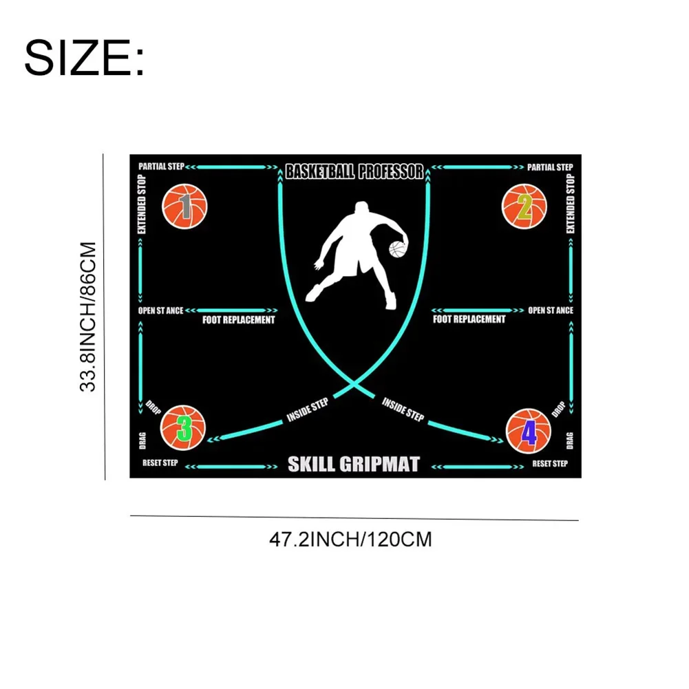 Basketball Dribble Trainer Non-Slip Basketball Footstep Mat Shock Absorbing Silent Dribble Training Mat for Home Kids Training kids basketball hoop set