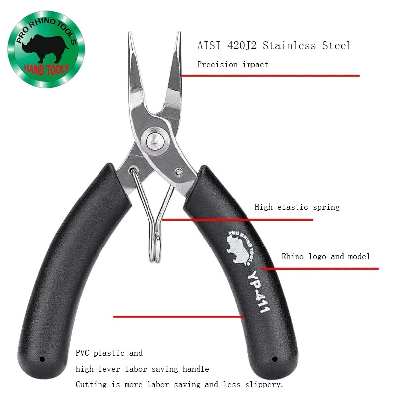 

Japan RHINO Mini 4 Inch YP Toothless Needle Nose Pliers Jewelry Electronic Fishing Tackle Industry YN Oblique Wire Cutter