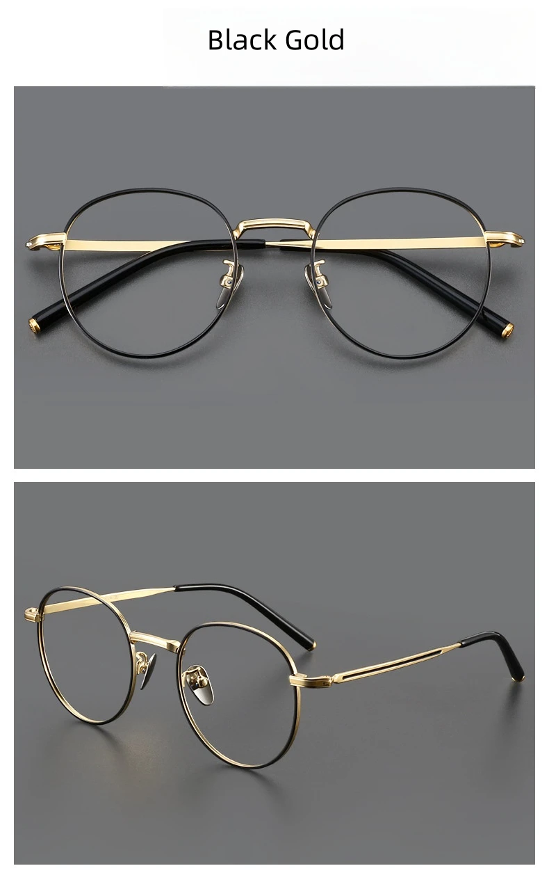FIRADA Mode Brillen Retro Reinem Titan Runde Brille Komfortable Optische Brillen Rahmen Für Männer Frauen 1820-C – Detail 11