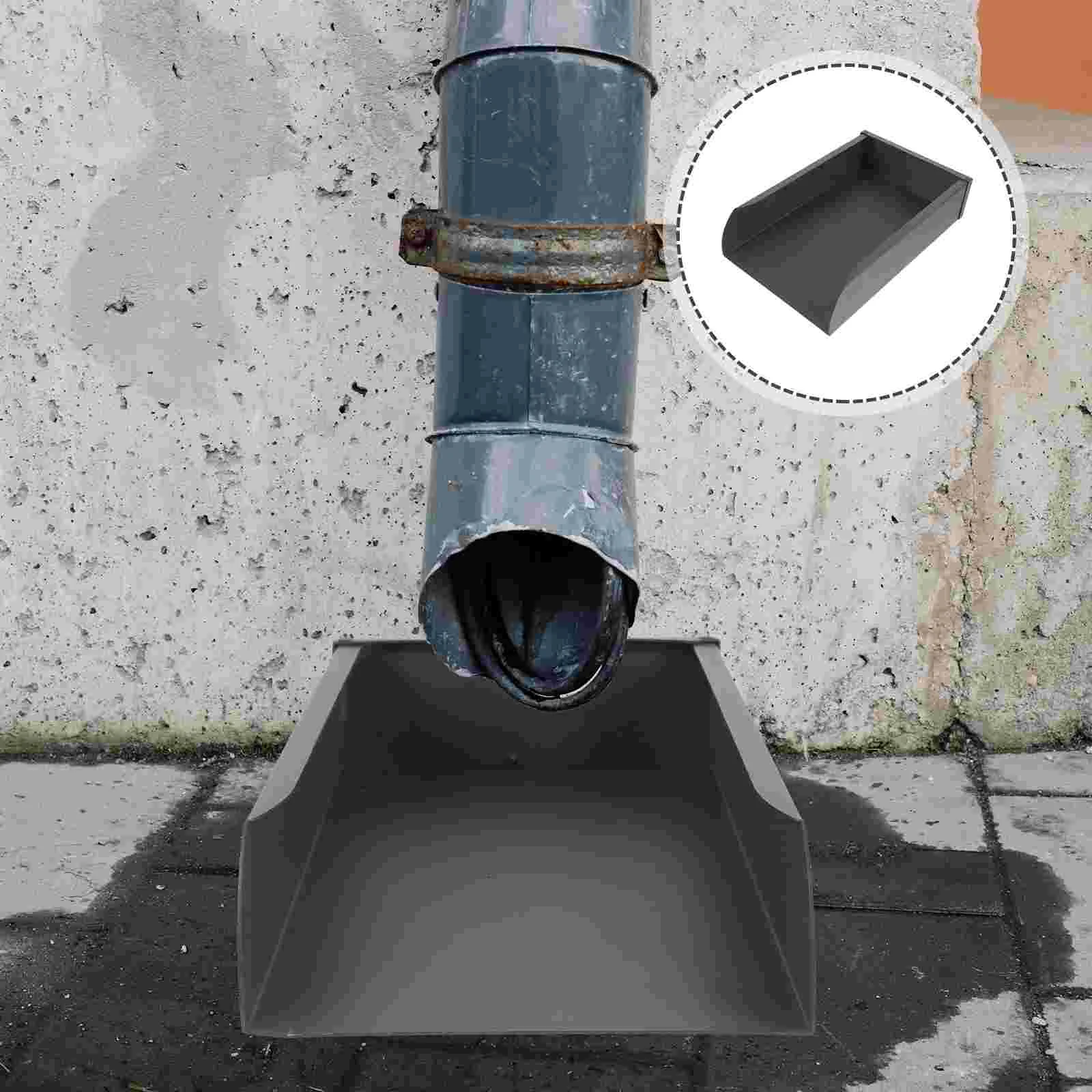 300x200 Large Capacity Aluminum Alloy Rainwater Collection Gutter Downspout Splash Block Deep Gray Outdoor Ground Villa Building