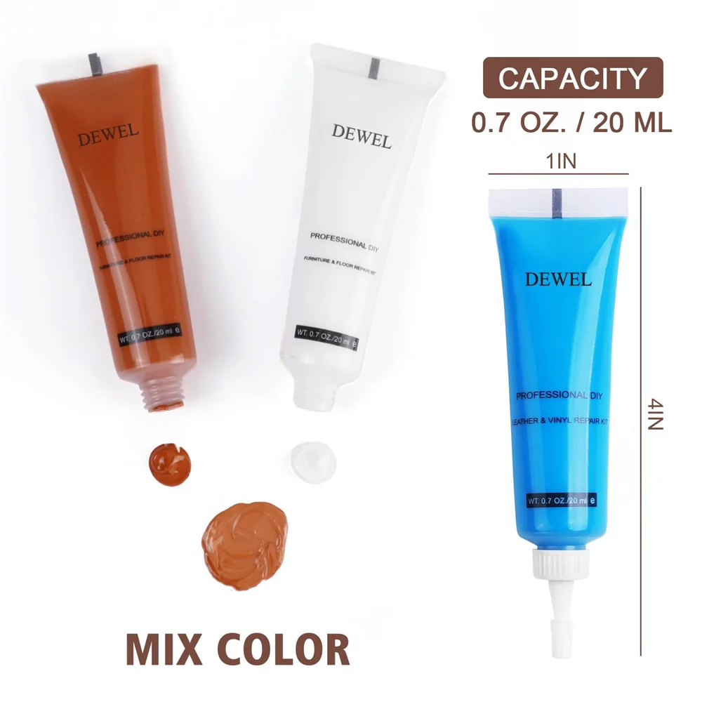 DEWEL Leather Repair Kit Furniture Couches Car Seat and Purse 12 Colors Professional Advanced Leather Repair Paste Glue & Tools