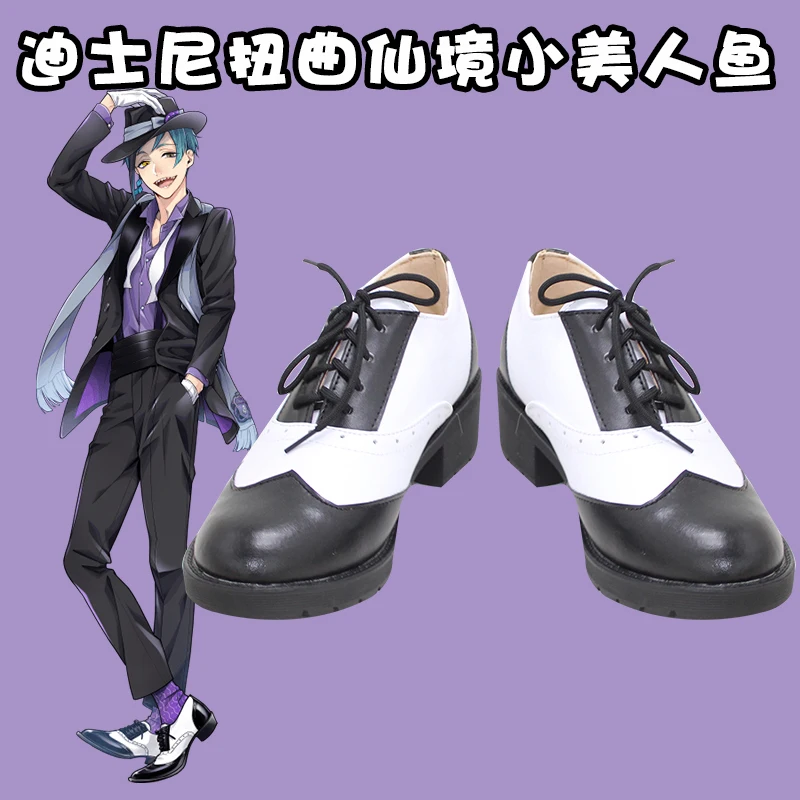 

2020 Twisted Wonderland Cosplay shoes Floyd Leech Jade Leech Cosplay Shoes Adult Men Women Halloween Carnival Black White shoes