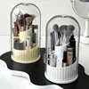 Makeup Brush Holder Organizer 360° Rotating Cosmetic Organizer with Lid Desktop Makeup Organizer Lipstick Eyebrow Pencil Holder 1