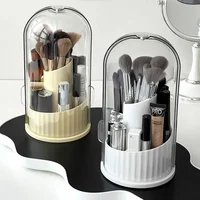 Makeup Brush Holder Organizer 360° Rotating Cosmetic Organizer with Lid Desktop Makeup Organizer Lipstick Eyebrow Pencil Holder 1