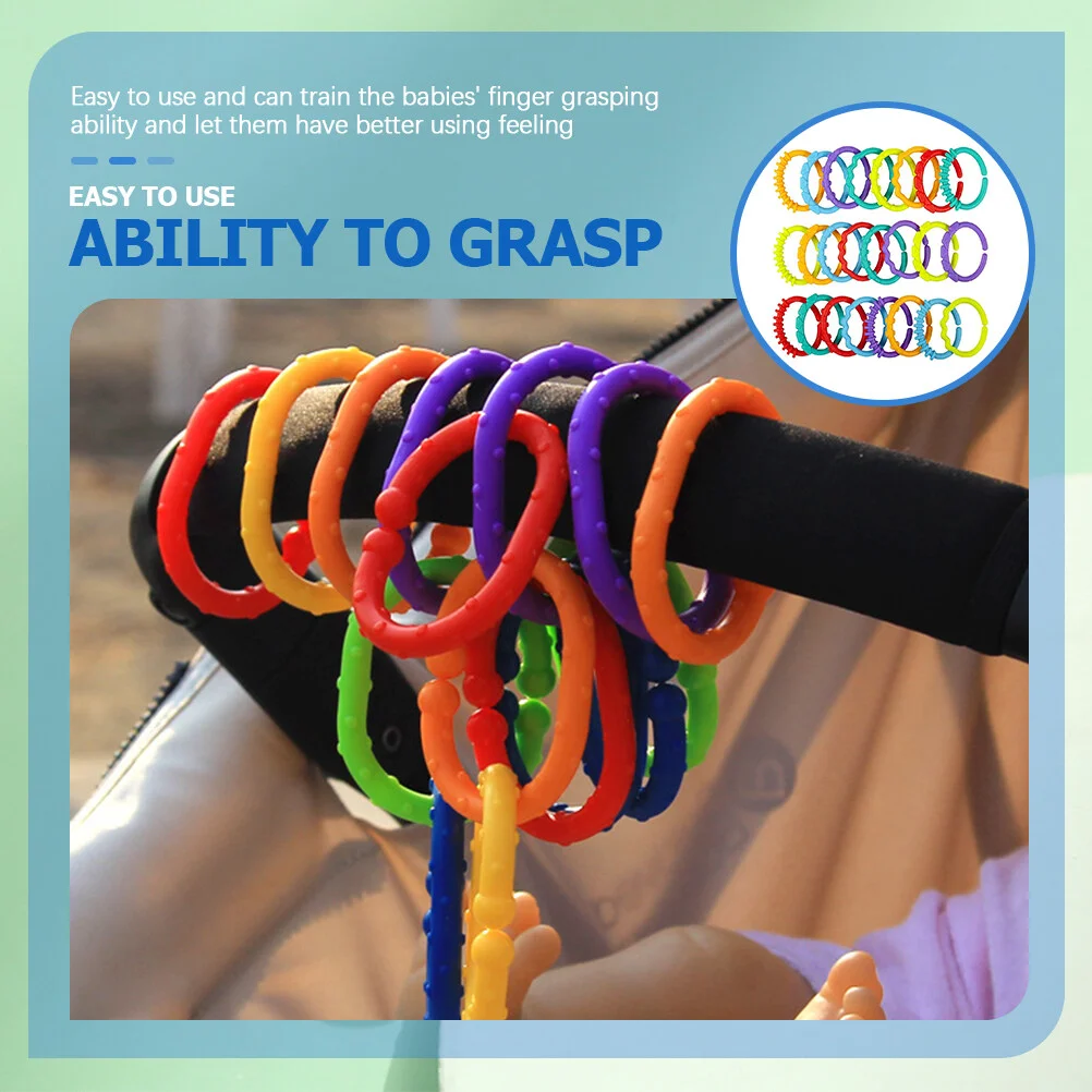 24pcs Baby Crib Connecting Ring Toys Stroller Hanging Ring Attach Toys Crib Toys Baby Rings Baby Links 2