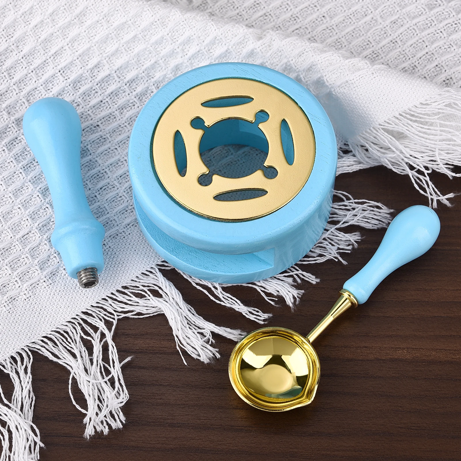 Retro Sealing Wax Set with Wood Handle and Decorative Spoon