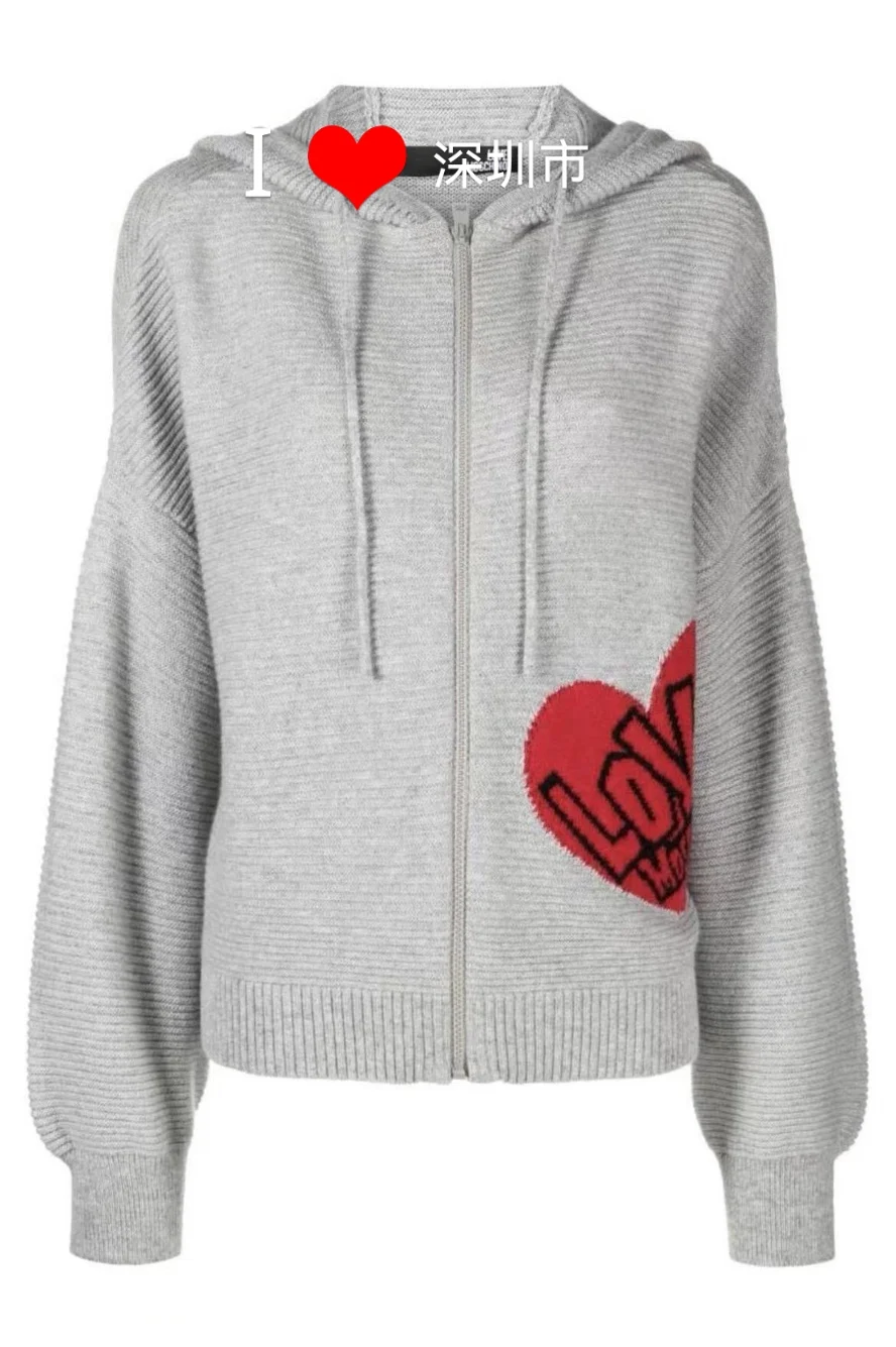 

23 New Love Zipper Hooded Temperament Commuter Long Sleeve Cashmere Cardigan Sweater