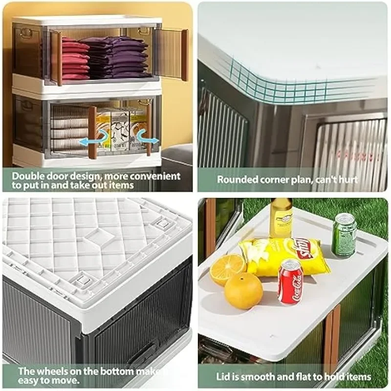 plastic storage bins with lids-76Quart large foldable storage containers,Durable stackable storage drawers for bedroom 5