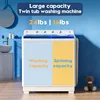 Portable Washing Machine, 40lbs Twin Tub Washer Mini Compact Laundry Machine with Drain Pump, Semi-automatic 24lbs Washer 16lbs 4