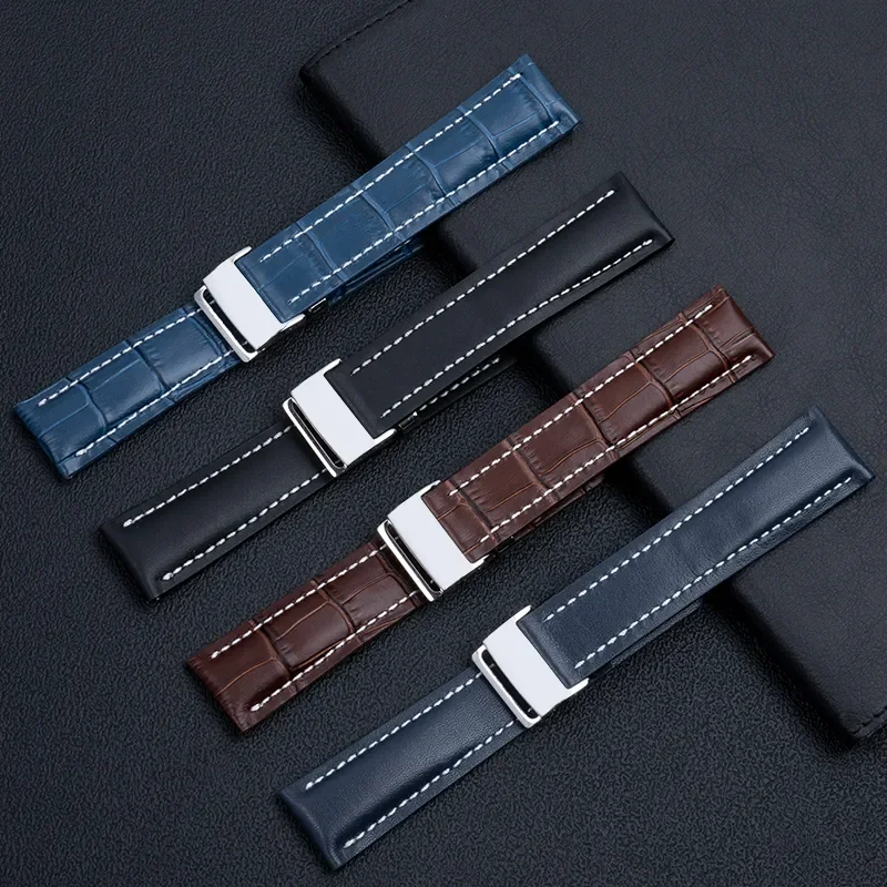 

Soft Calfskin Leather Watch Strap 20mm 22mm 24m Band for Breitling Watchband Avenger/navitimer Premier Bracelet Folding Buckle