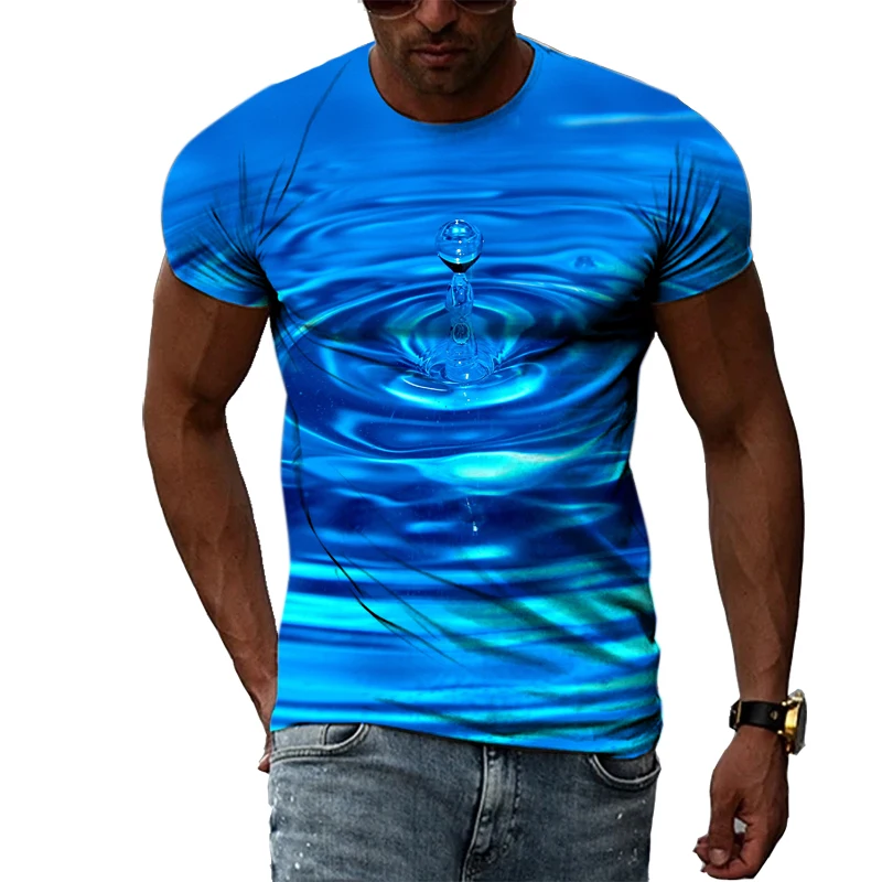 

Summer Drops of Water graphic T-shirt 3D Printed Men Women Unisex Casual Interesting Tops Tees Large Size Clothing Apparel
