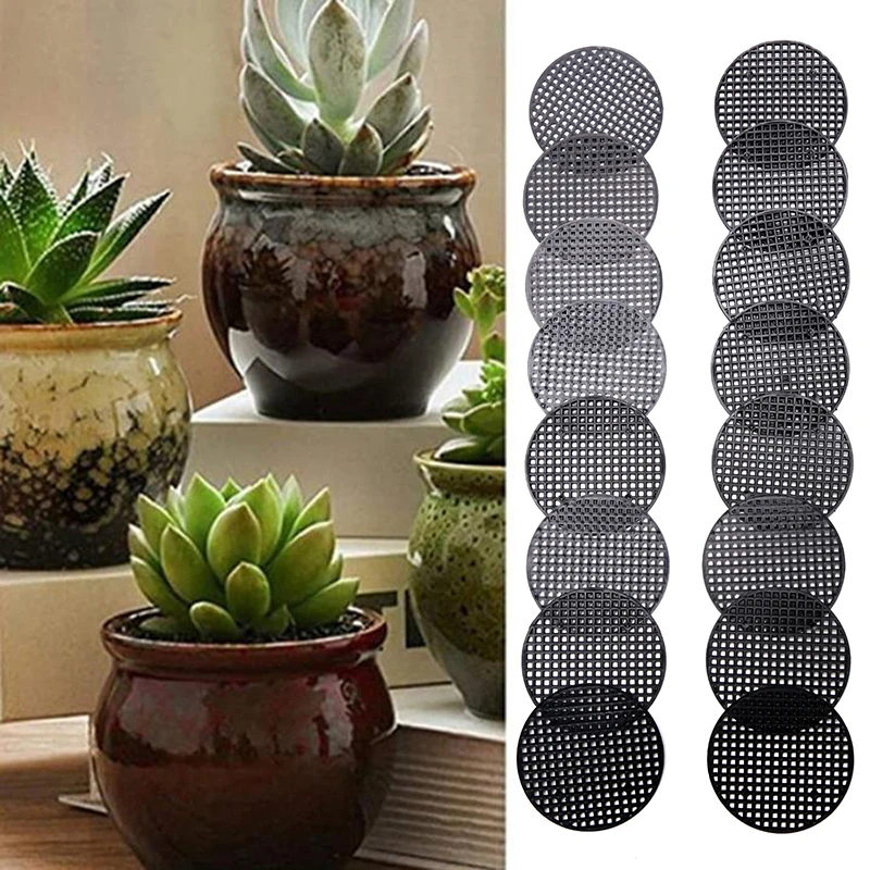 

50Pcs Bottom Grid Mat Multi-function Flowerpot Mesh Pad Hole Mesh Mats Bonsai Basin Bottom Breathable Gasket Gardening Accessori
