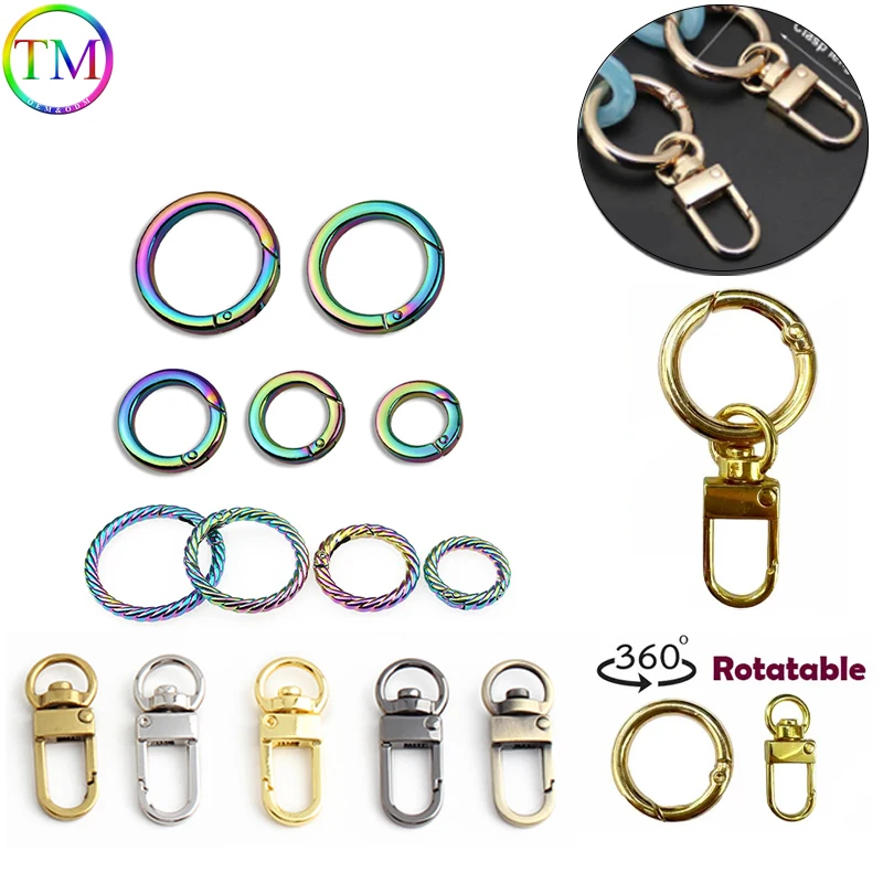 Metal Spring Ring O Ring Clasps Gold Lobster Clasps Clips Hooks For Diy Bags Shoulder Strap Belt Buckle Hardware Accessories