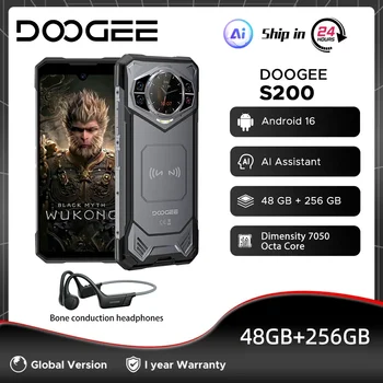 Versione globale DOOGEE S200 5G Telefono robusto 12GB 256GB 1.32 "AMOLED Display posteriore Dimensity 7050 100MP Fotocamera 10100mAh NFC
