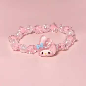 Cute Sanrio Crystal Couple Bracelet Cartoon Melody Kuromi Handmade Gift for Best Friend's Birthday