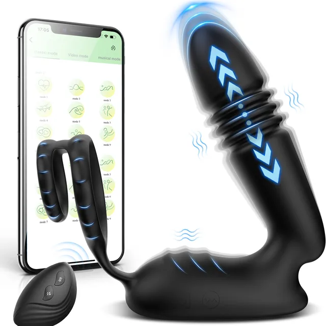 Männlich Thrusting Prostata-Massagegerät Bluetooth APP Vibrator für Männer Homosexuell Prostata Stimulator Butt Plug BDSM Sexspielzeug Dildos für Männer