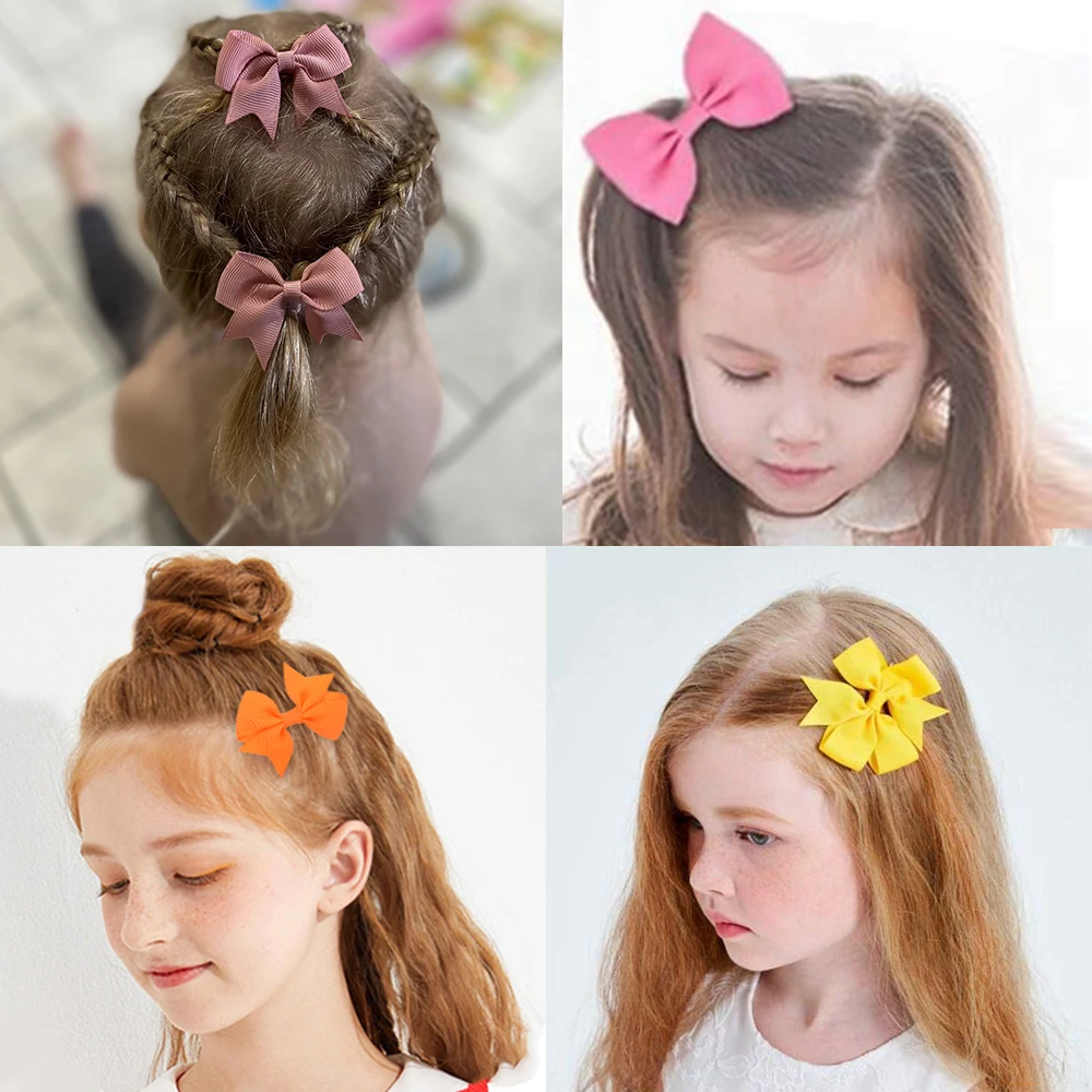 Hair Accessories 10/20Pcs Grosgrain Ribbon Bowknot Hair Clips For Cute Girls Colorful Bows Clip Hairpin Barrettes Headwear Baby Hair Accessories