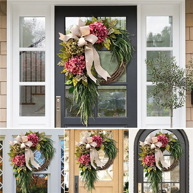 

Garden Garland Door Hanging Decoration Artificial Flower Rattan Wreath Home Wall Pendant Adornment Knocker For Party Wedding