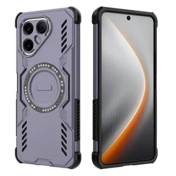 Cooling & Breathable Magnetic Ring Case with Heat Dissipation - Slim Protective Cover for Tecno Pova 7 5G (PURPLE)